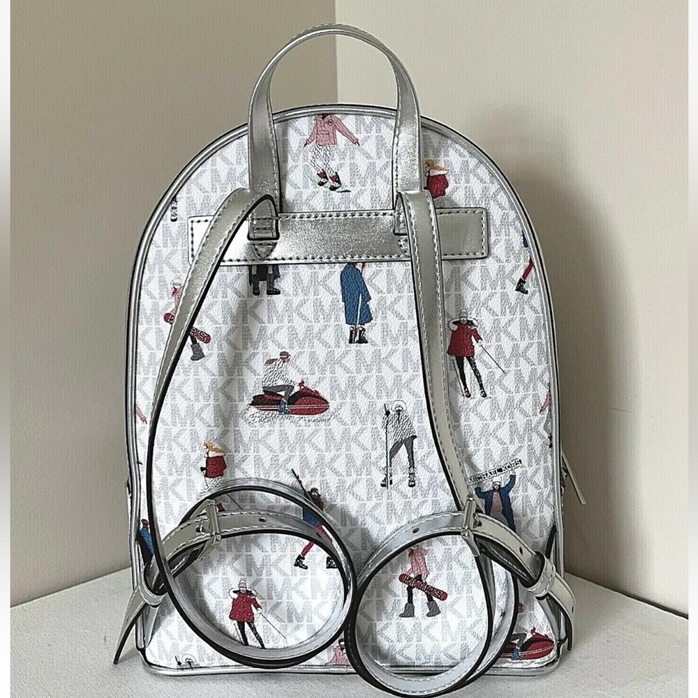 New Michael Kors Jet Set Girls Adina Medium Backpack Bright White Multi - Picture 3 of 6